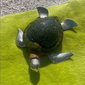 Silver and Green Turtle Figurine
